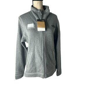 THE NORTH FACE Full Zip Jacket Heather Gray Company Logos Women's Size L NWT New